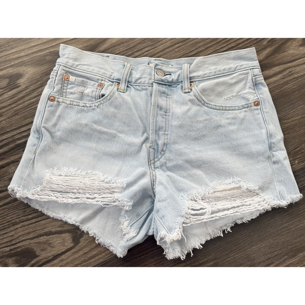 American Eagle AE 77 Premium Classic Denim Short High Rise 3 Inch Light Wash